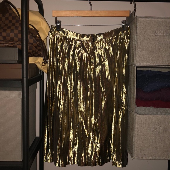 NWT J.Crew Point Sur Pleated Metallic - Midi Skirt - Picture 2 of 5